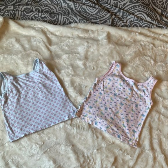 2/$25 Kloz Tanks Tops Pink Floral and Blue with Stars Girls Size 4/5 - Picture 2 of 13